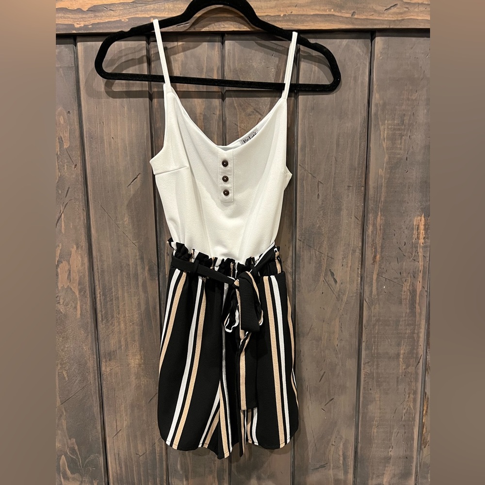 Striped Romper with White Bodice